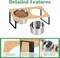 Dog Bowls Stand Bamboo Raised Dog Bowl with 2 Stainless Steel Food Water Bowls Set Food Feeding Dishes for Indoor Cat and Large Medium Dogs